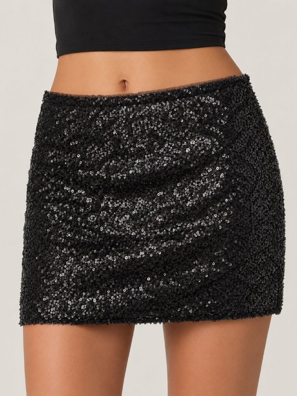 Bisou Bisou Sequin Sparkle Sequins Skirt Black Sz.L